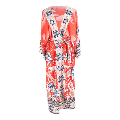 Cotton Beach Cover up Print Bathing suit cover up