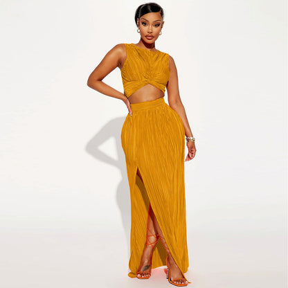 Sexy Slit Skirt Two-piece Set