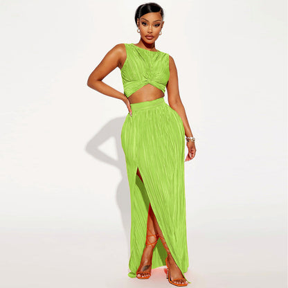 Sexy Slit Skirt Two-piece Set
