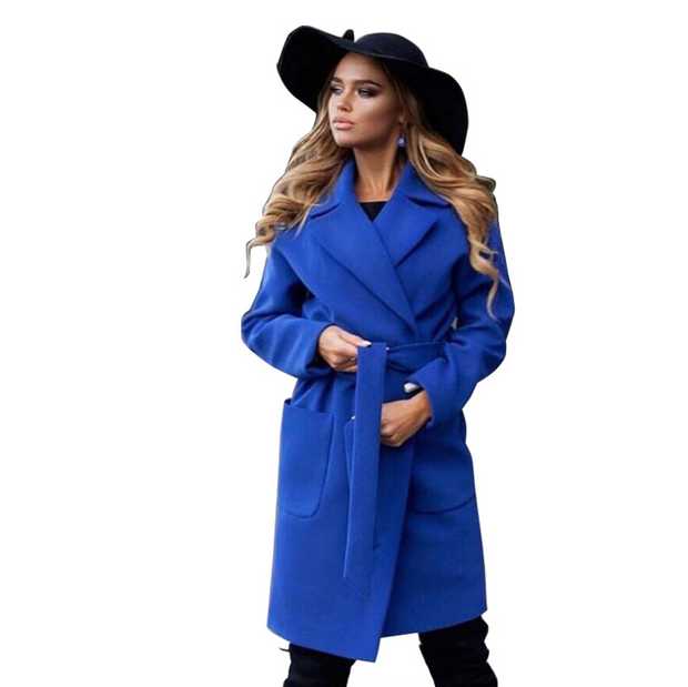 New mid-length slimming regular sleeve woolen coat female long section thick woolen coat