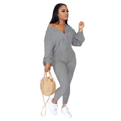 Loose Jumpsuit With Sloping Shoulders