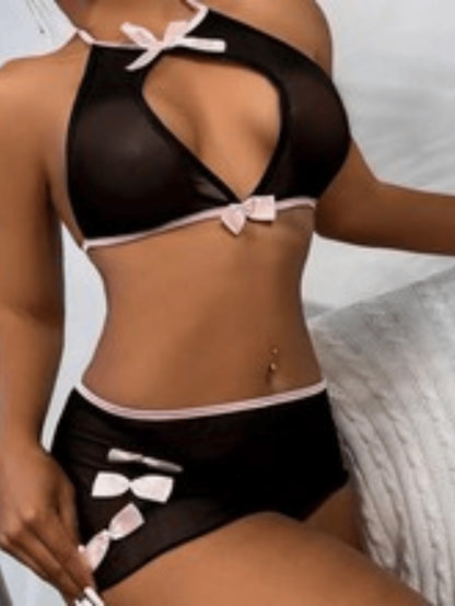 Sexy Lingerie Mesh Split Set