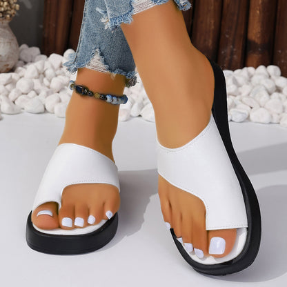 Thick-soled Clip Toe Flat Slippers Outdoor  Casual Solid Color Slides
