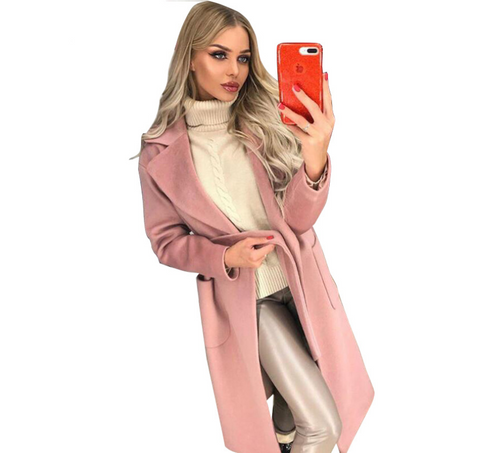 New mid-length slimming regular sleeve woolen coat female long section thick woolen coat