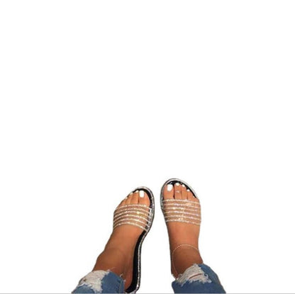 Glitter transparent flat sandals