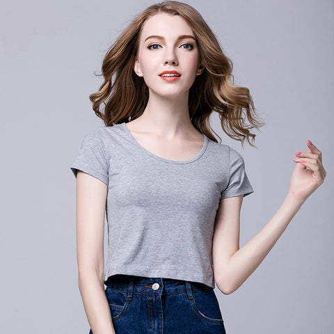 Casual Women's Solid Color Round Neck Short Sleeve T-shirt