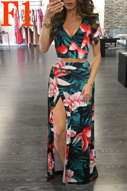 Printed Floral Dress Two-piece