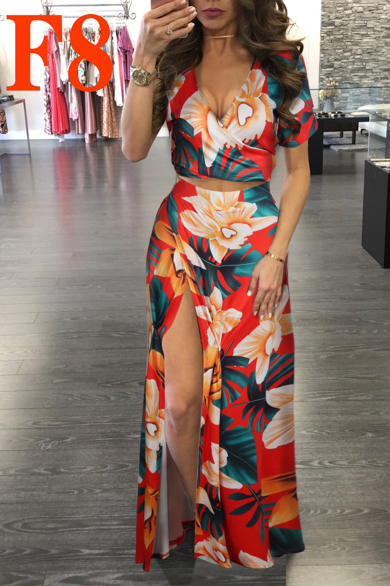 Printed Floral Dress Two-piece