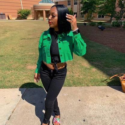 Jeans Jackets Women Casual Cropped Jackets