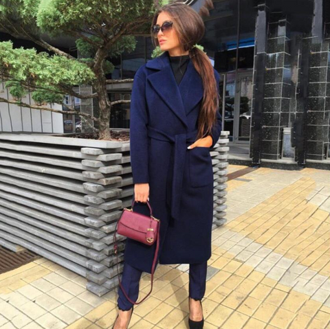 New mid-length slimming regular sleeve woolen coat female long section thick woolen coat