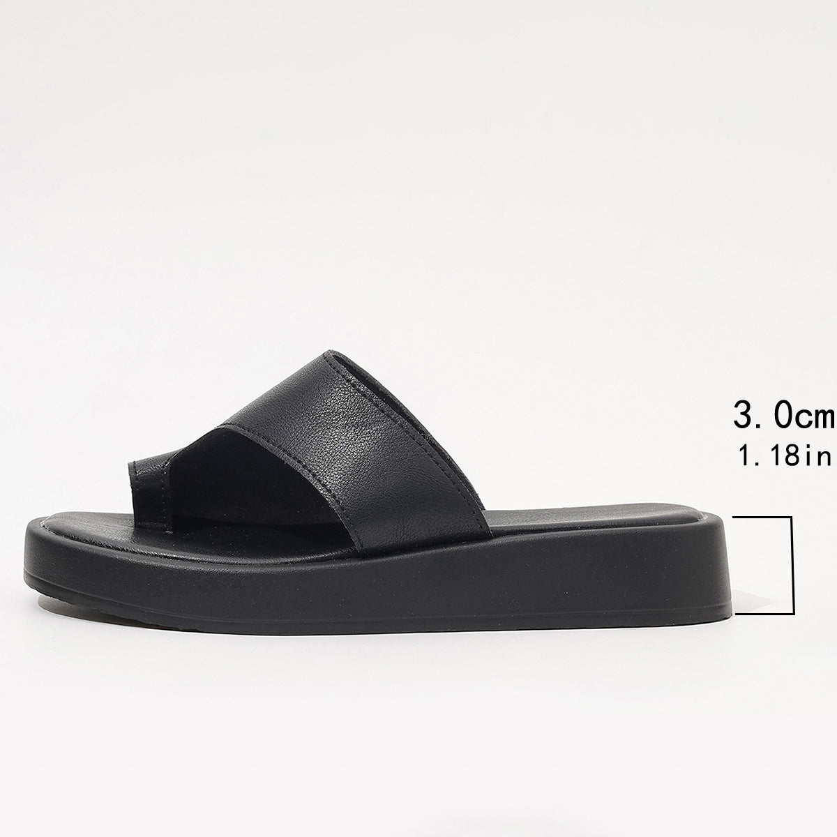 Thick-soled Clip Toe Flat Slippers Outdoor  Casual Solid Color Slides