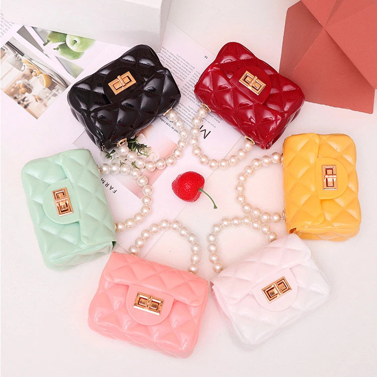 Colored Mini Shoulder Bags With Pearls