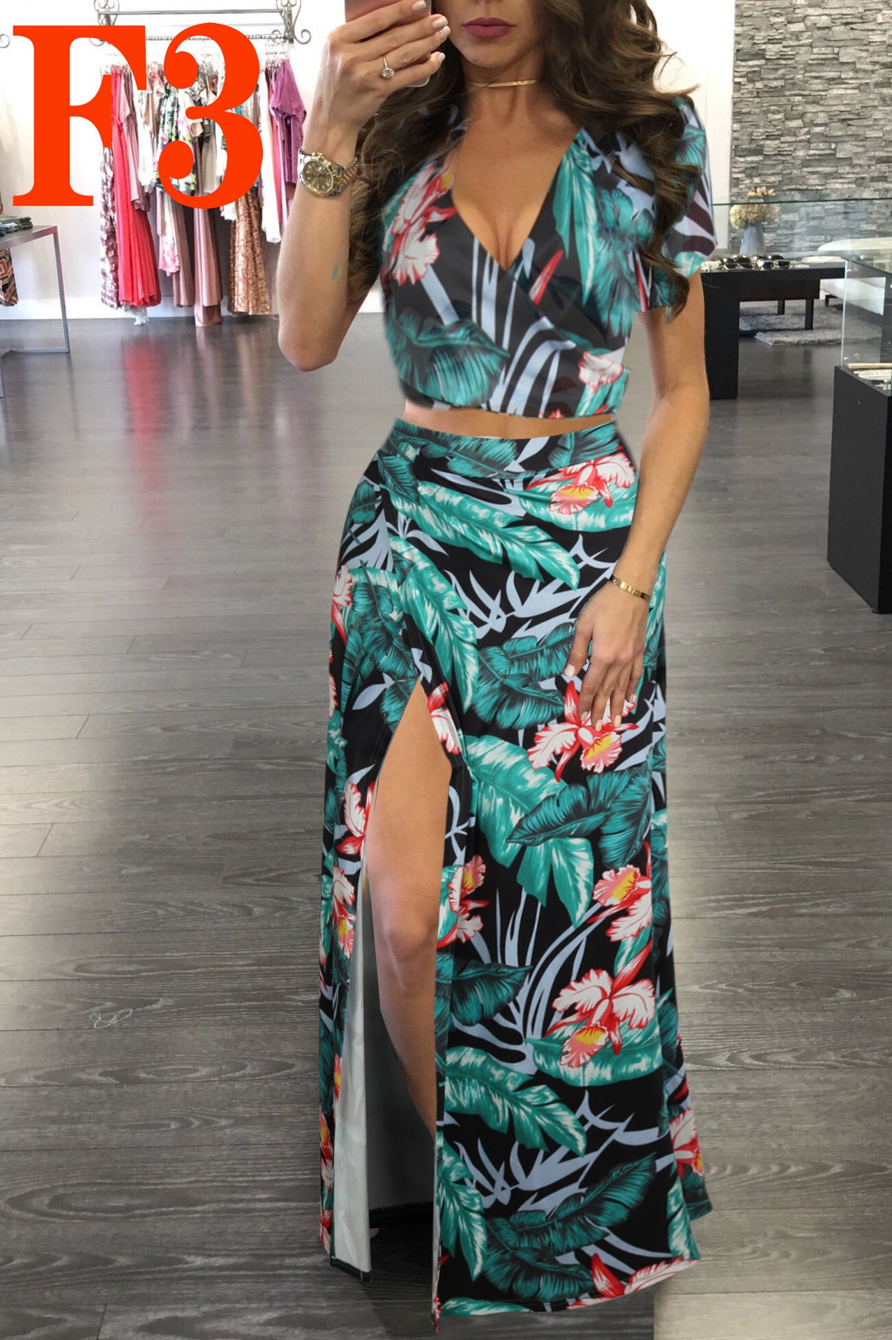 Printed Floral Dress Two-piece