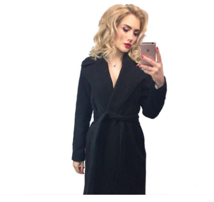 New mid-length slimming regular sleeve woolen coat female long section thick woolen coat