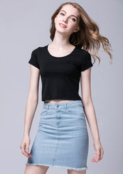 Casual Women's Solid Color Round Neck Short Sleeve T-shirt