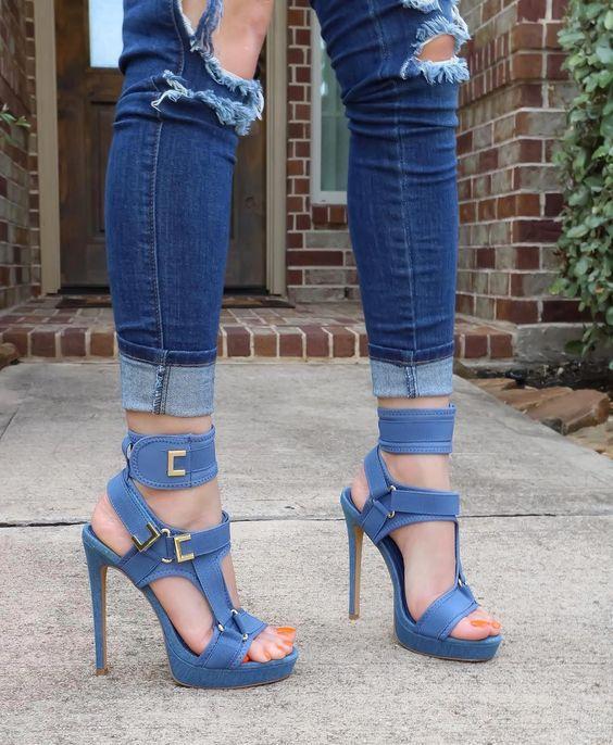 Buckle Super High Heels Waterproof Platform Fish Mouth Stiletto Heels
