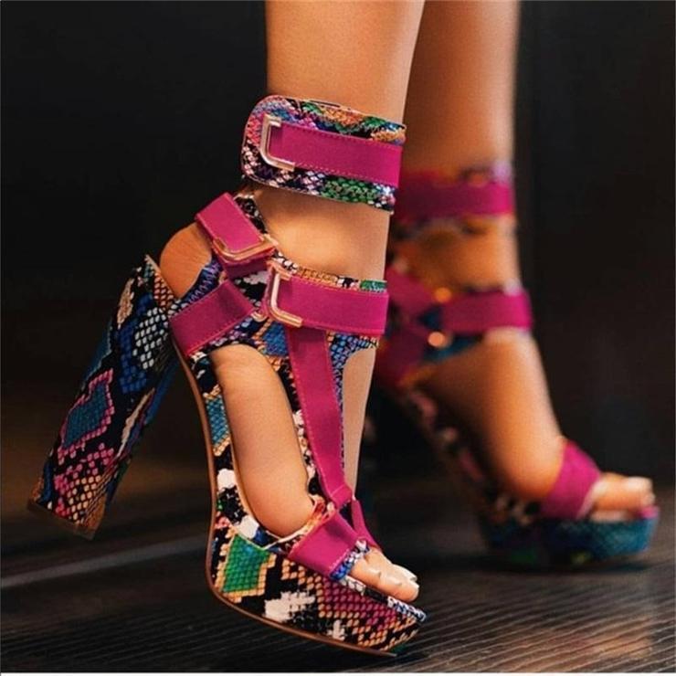 Buckle Super High Heels Waterproof Platform Fish Mouth Stiletto Heels