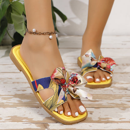 Ribbon Bow Sandals Casual Beach Slides