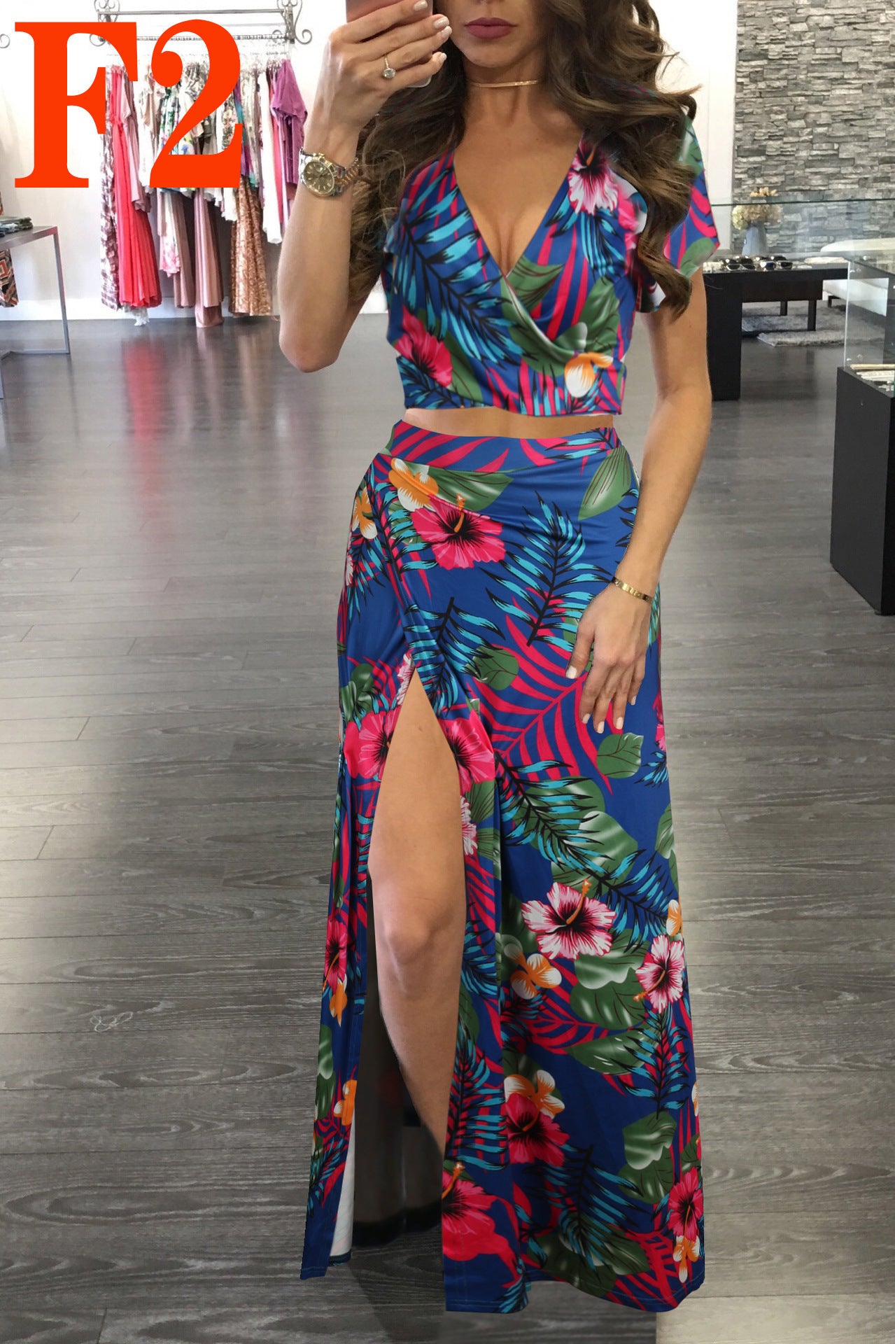 Printed Floral Dress Two-piece