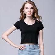 Casual Women's Solid Color Round Neck Short Sleeve T-shirt