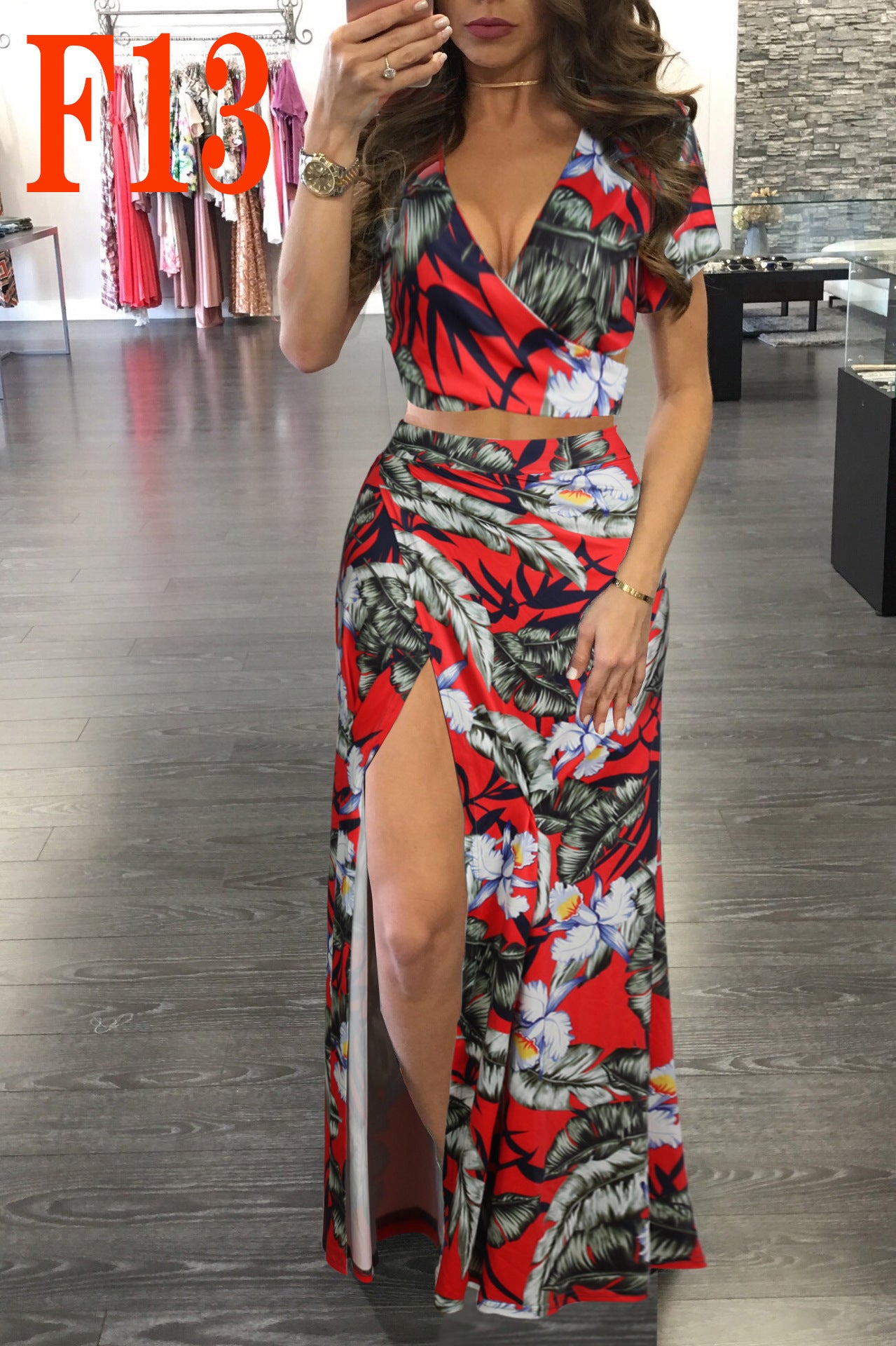 Printed Floral Dress Two-piece