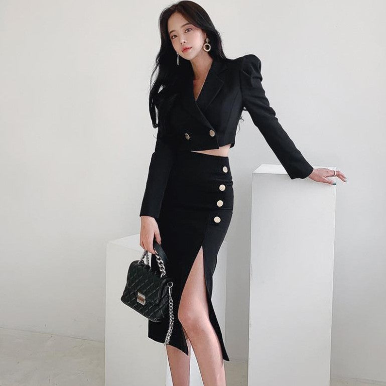 Women's GraHigh Waist Slimming Coat Skirt Suit