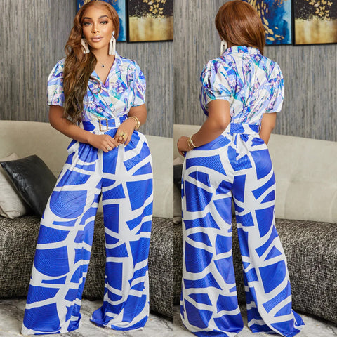 Printed Sexy Jumpsuit Wide Leg Pants