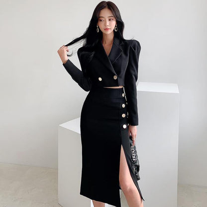 Women's GraHigh Waist Slimming Coat Skirt Suit