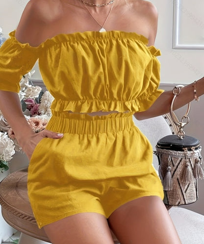 Two Pieces Short Sleeve Shorts Set