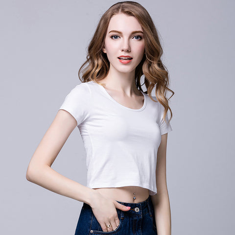 Casual Women's Solid Color Round Neck Short Sleeve T-shirt