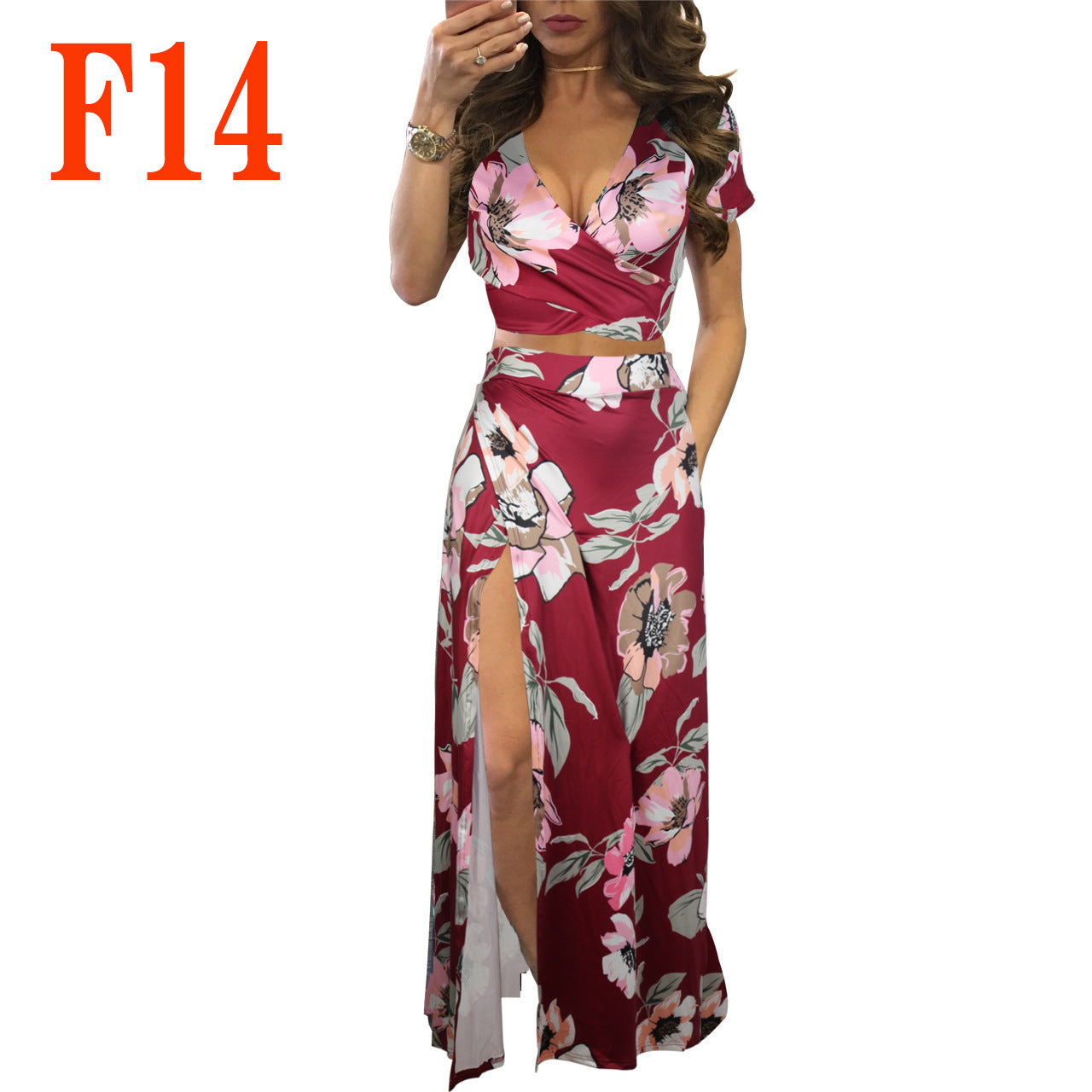 Printed Floral Dress Two-piece