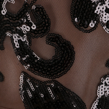 Slim Sequin Perspective Deep V Jumpsuit Nightclub Clothes