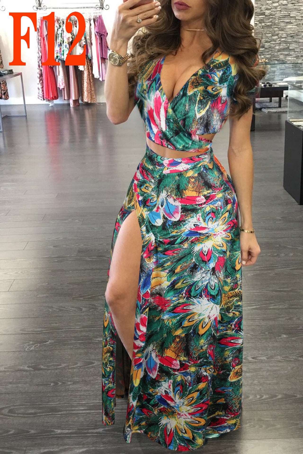 Printed Floral Dress Two-piece